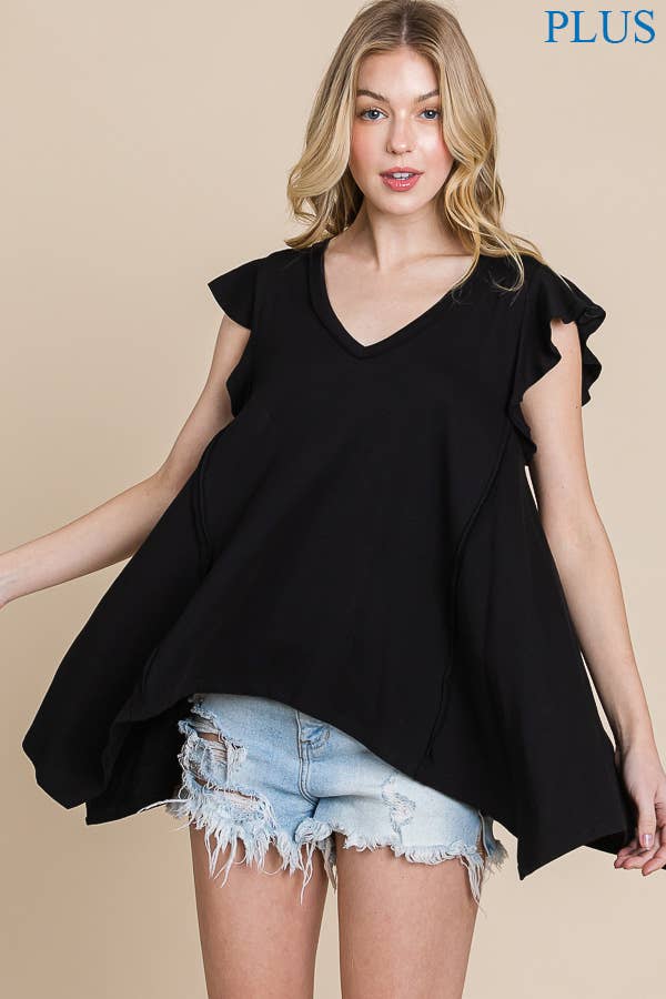 Plunge Uneven Hem Top