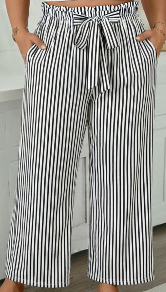 Black Stripe Crop Pant