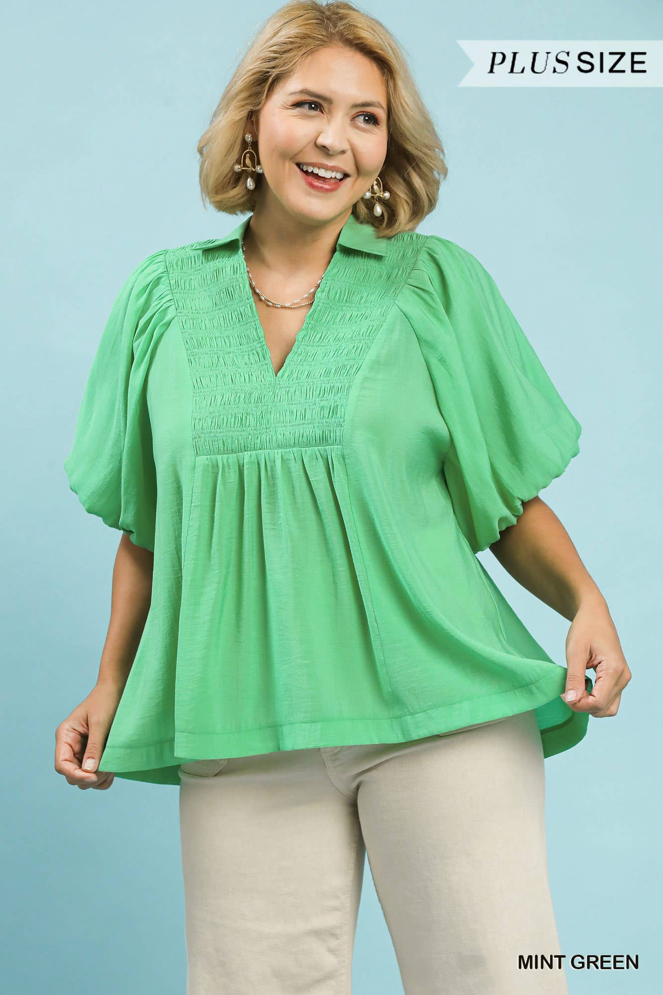 Exaggerated Bubble Sleeve Top
