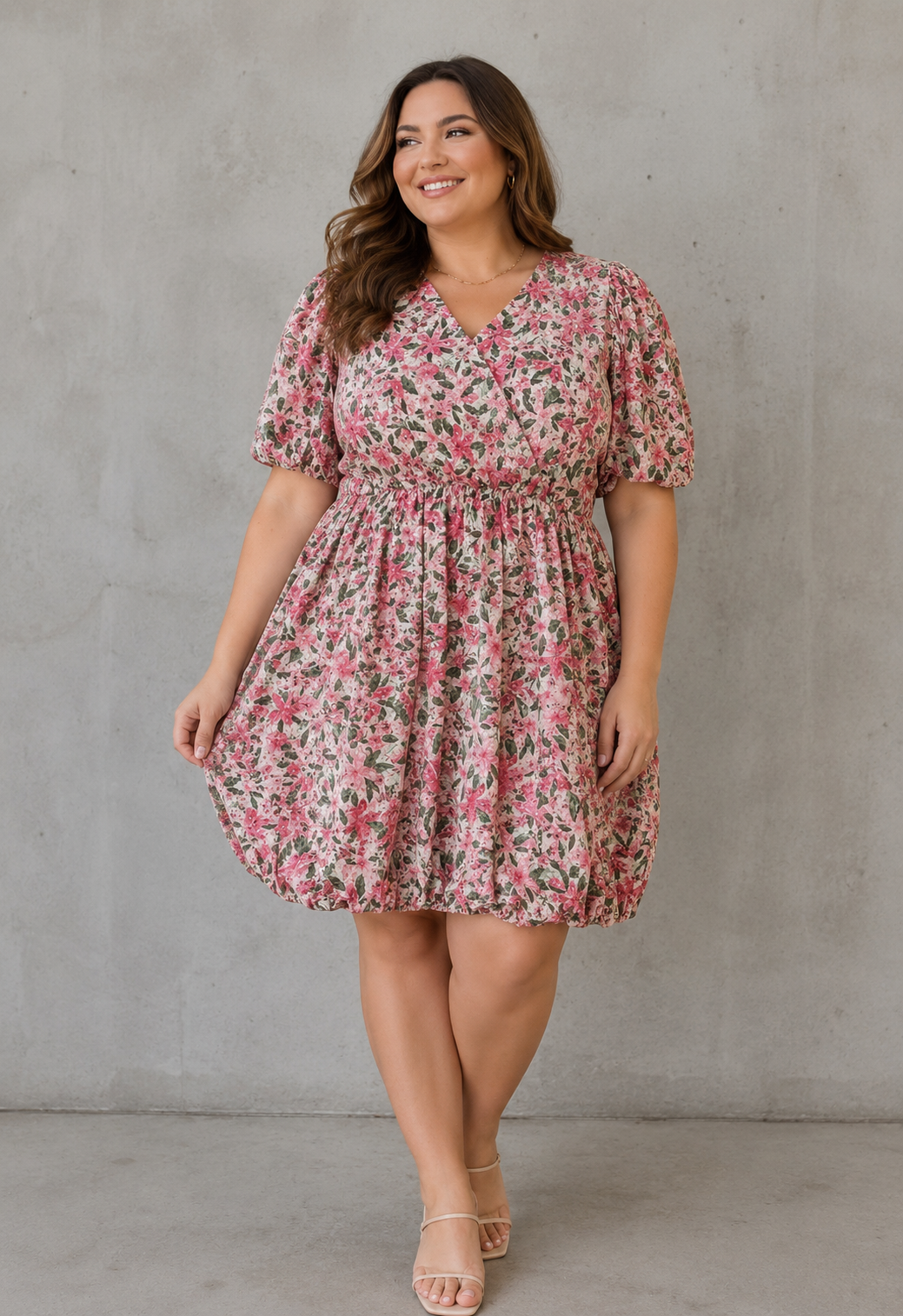Pink Floral Bubble Dress