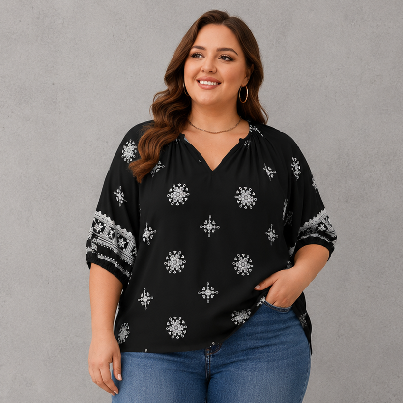 Boho Notched V Neck