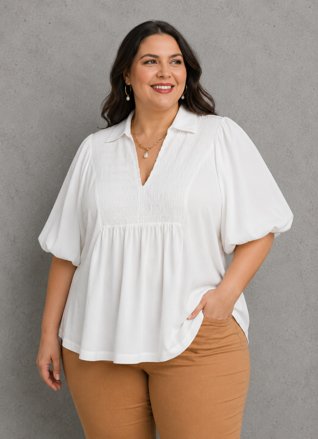 Exaggerated Bubble Sleeve Top