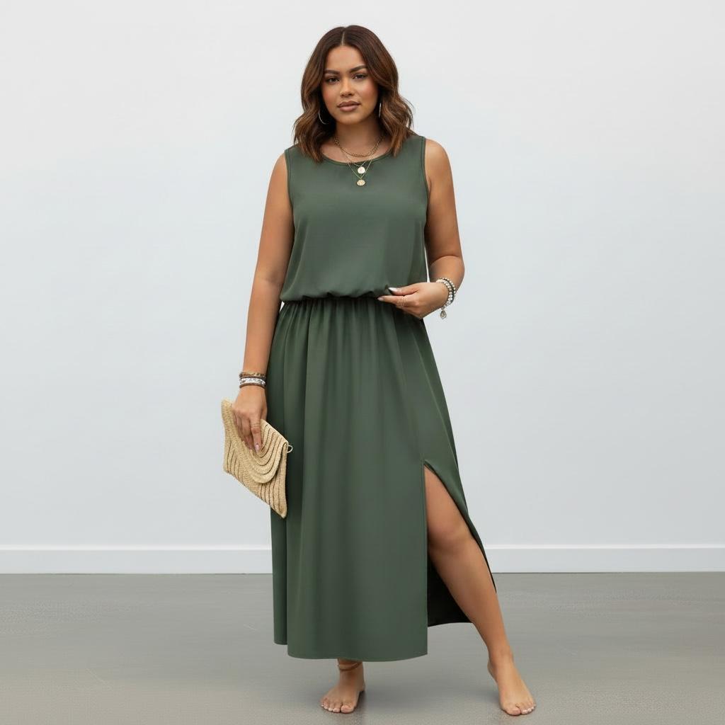 Solid Slit Dress