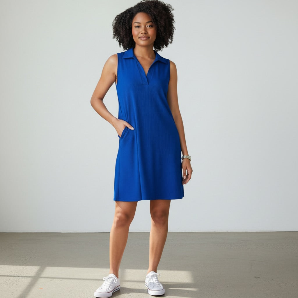 Ribbed Collared Mini Dress