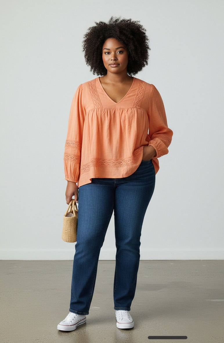 Coral Crochet Blouse