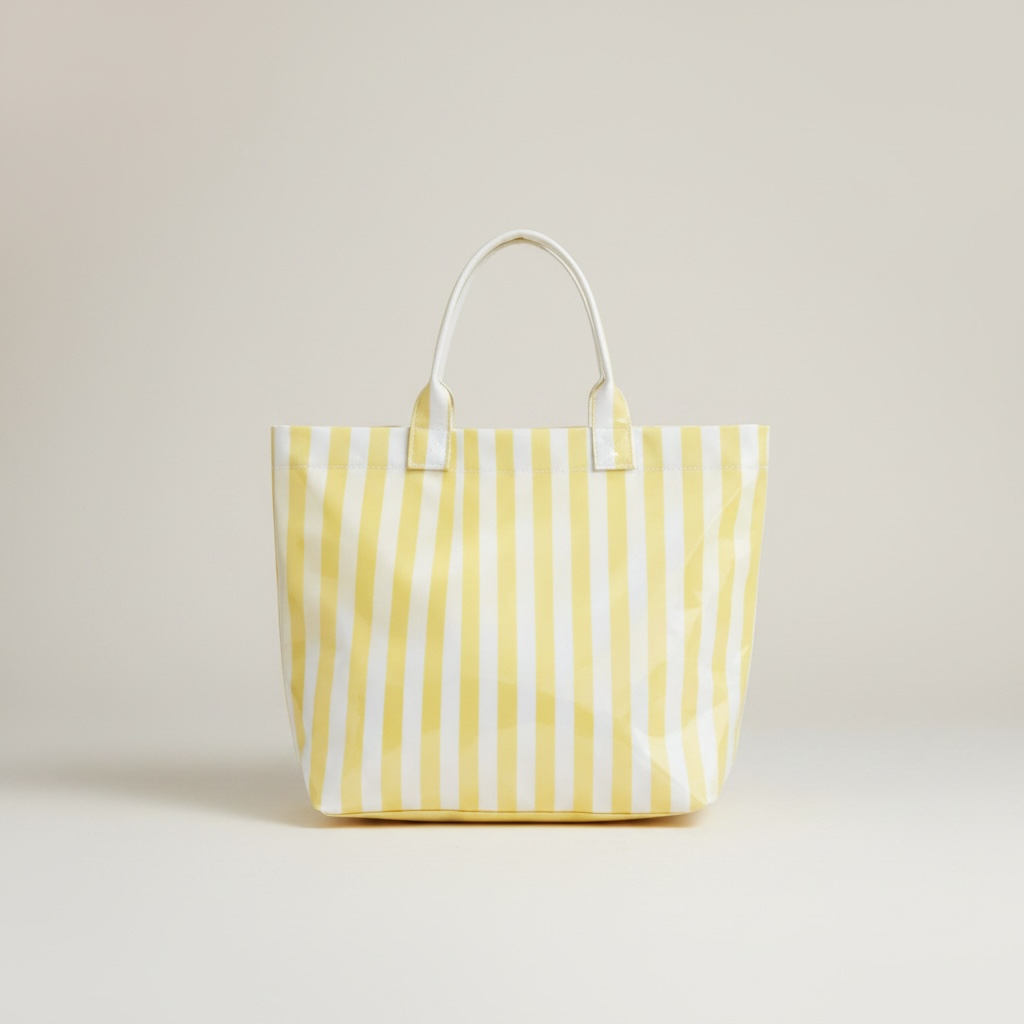 Yellow Glossy Striped Tote Bag