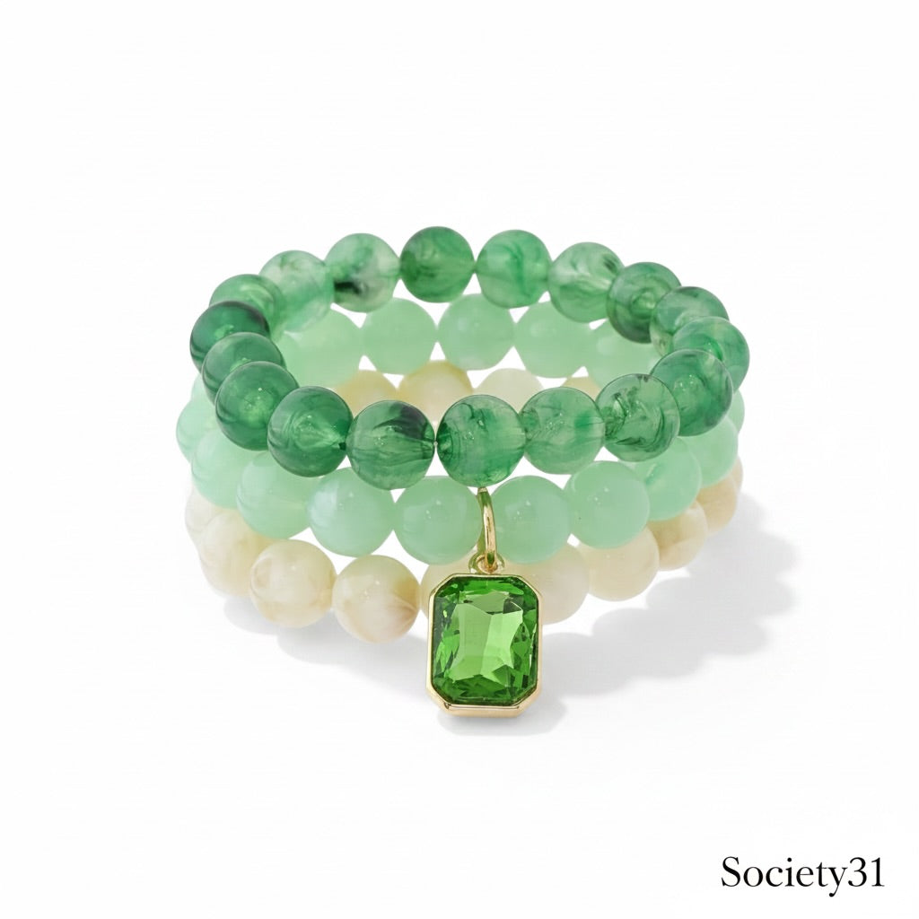 Glass Charm Bracelet Set
