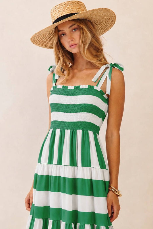 Stripe Tiered Maxi Dress