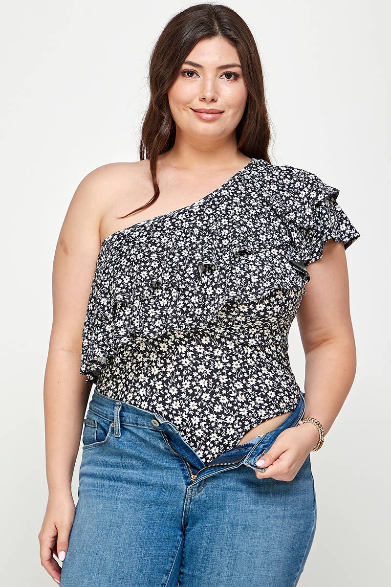 Ditsy Floral One Shoulder Bodysuit