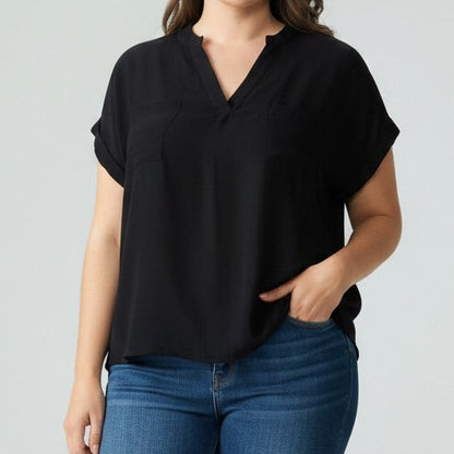 Short Sleeve V-Neck Blouse