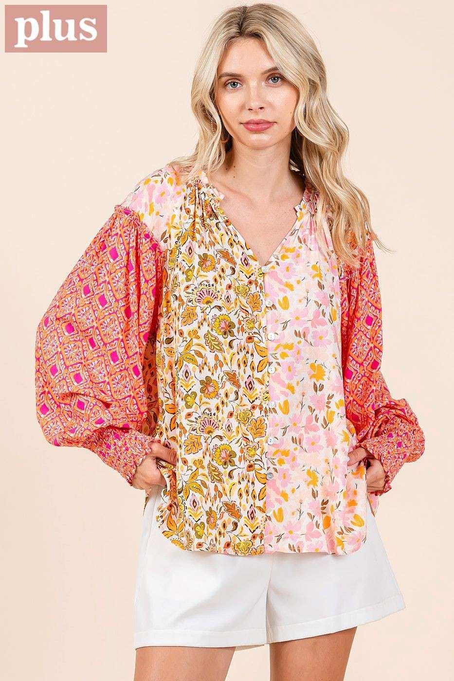 Patchwork Print Blouse
