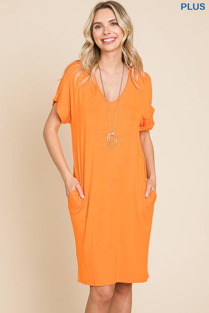 Roll Over Slv T-Shirt Dress