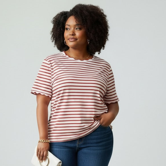 Red Scalloped Trim Top