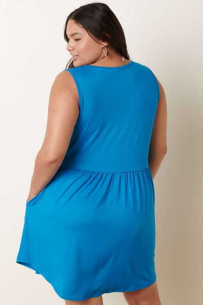 Round Neck Babydoll Mini Dress