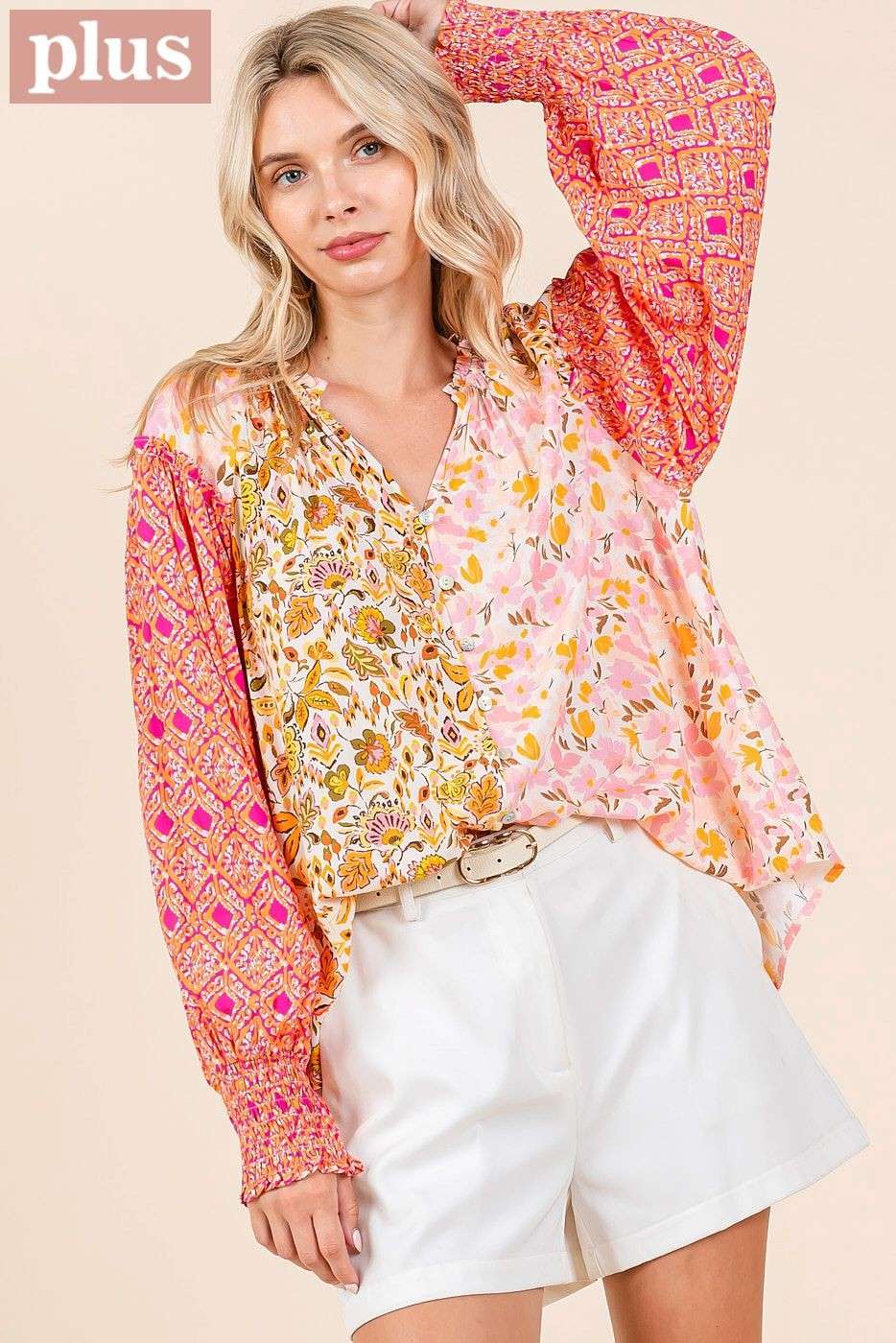 Patchwork Print Blouse