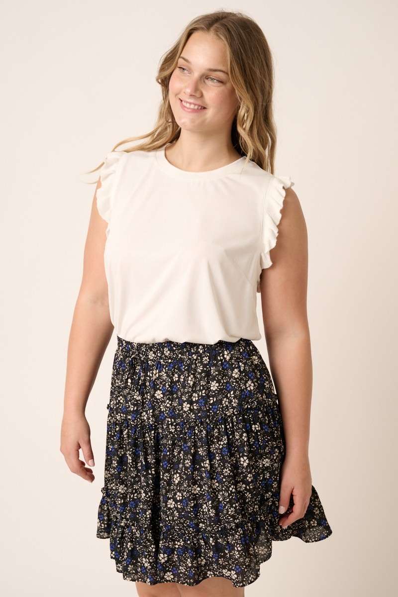 Ruffle Trim Cupro Knit Top