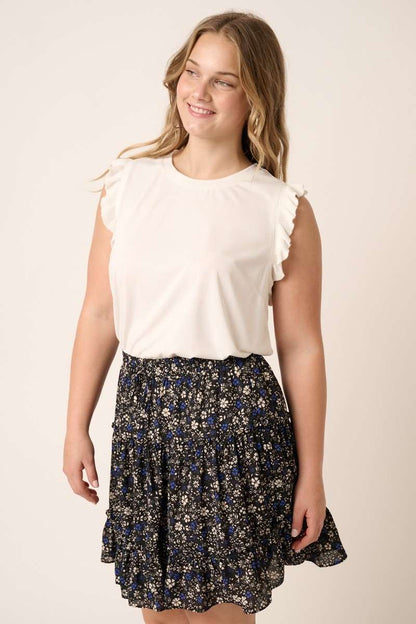 Ruffle Trim Cupro Knit Top