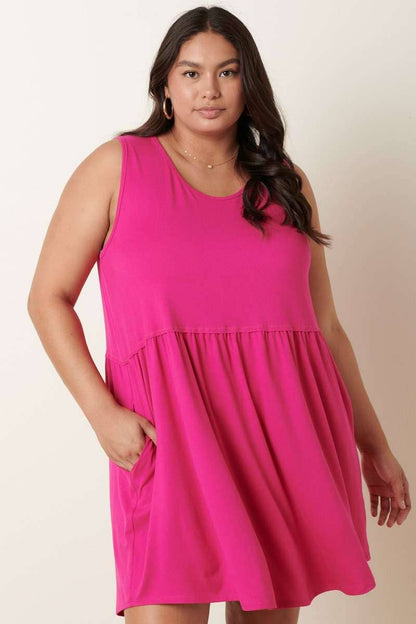 Round Neck Babydoll Mini Dress