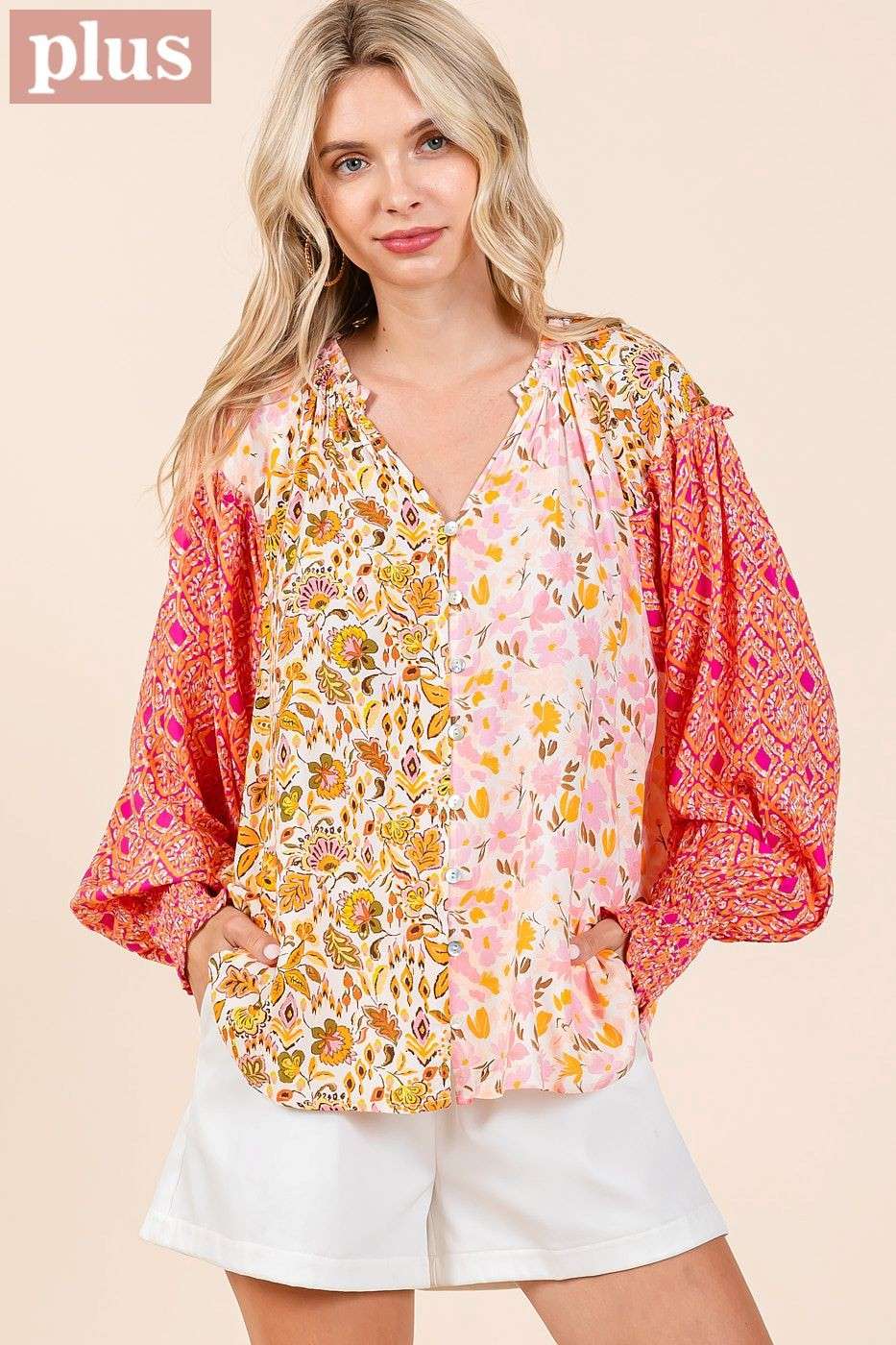 Patchwork Print Blouse