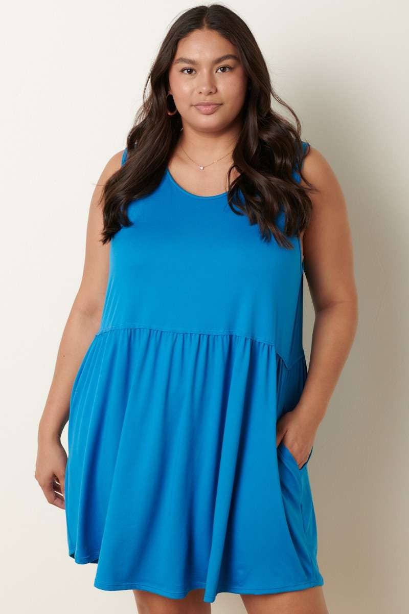 Round Neck Babydoll Mini Dress