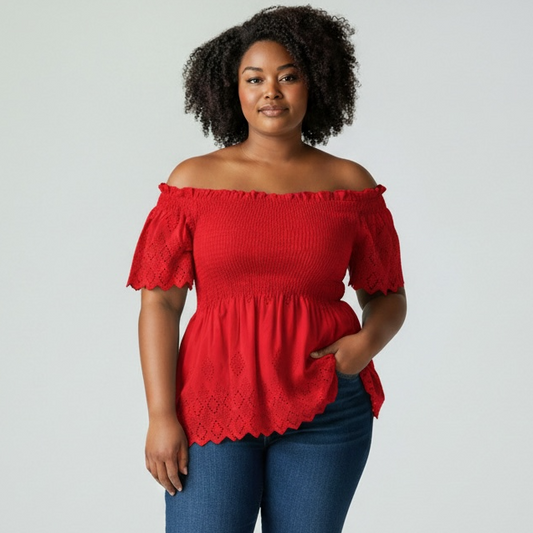 Smocked Eyelet Top