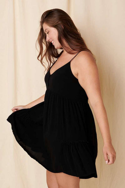 Smocking Detail Mini Dress