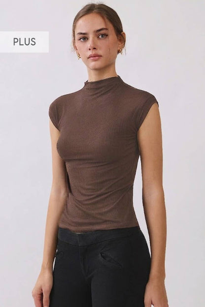 Rib Knit Mock Neck Top