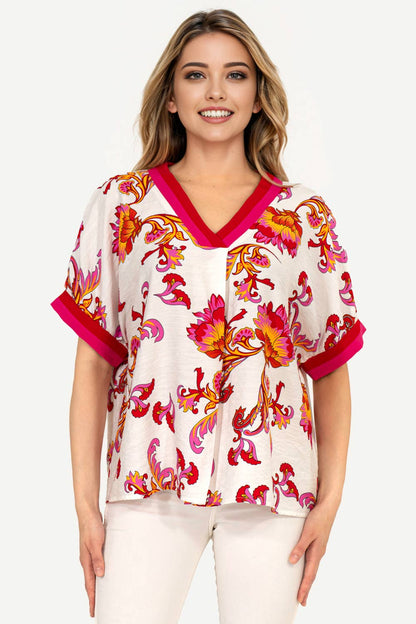 Bridget V-Neck Short Sleeve Blouse