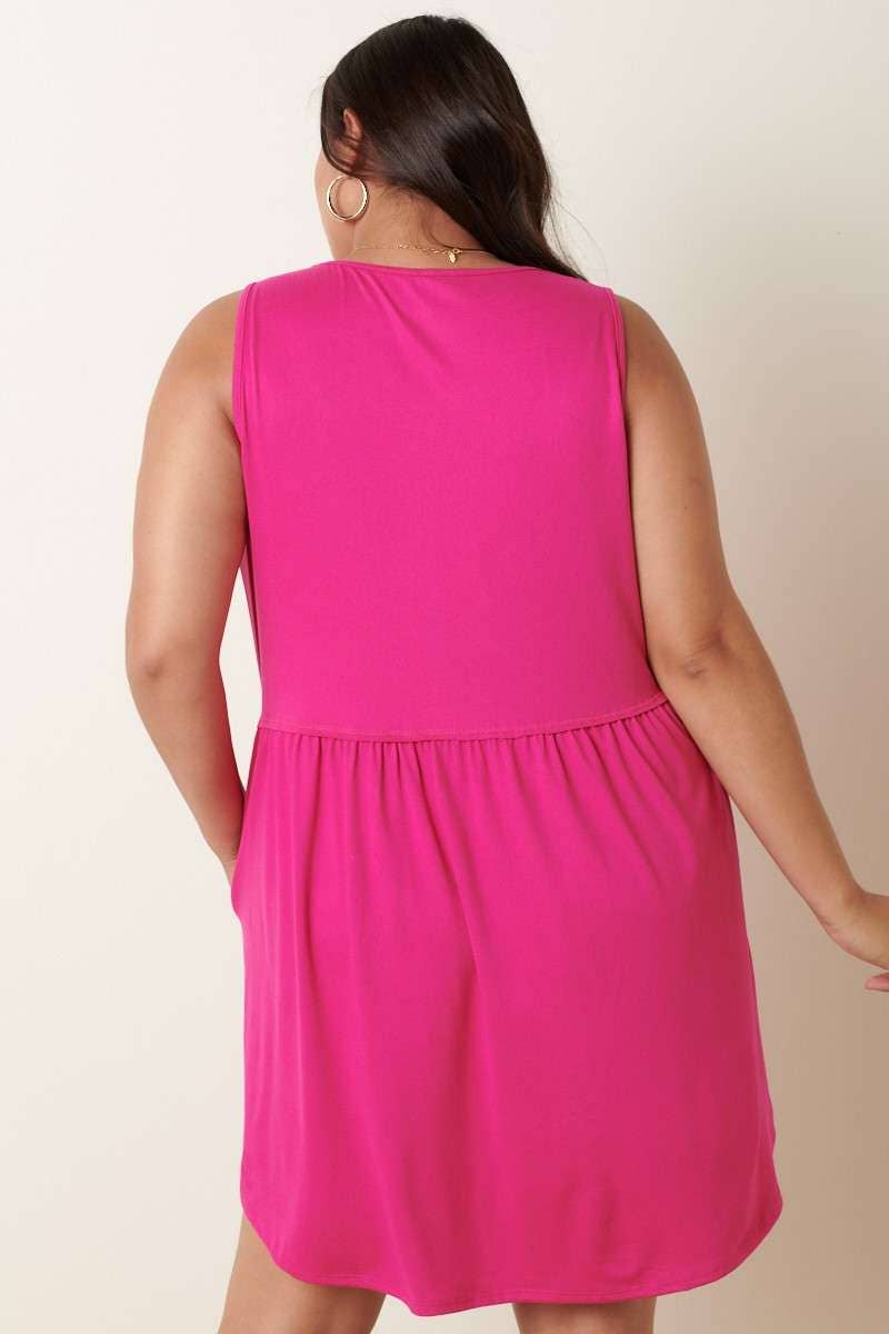 Round Neck Babydoll Mini Dress