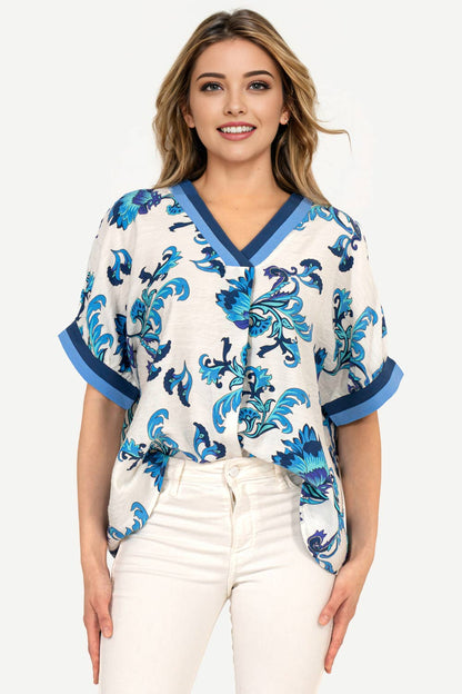 Bridget V-Neck Short Sleeve Blouse
