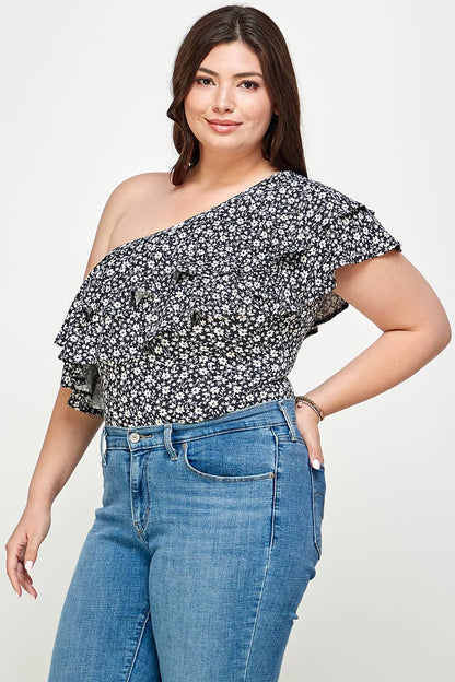 Ditsy Floral One Shoulder Bodysuit