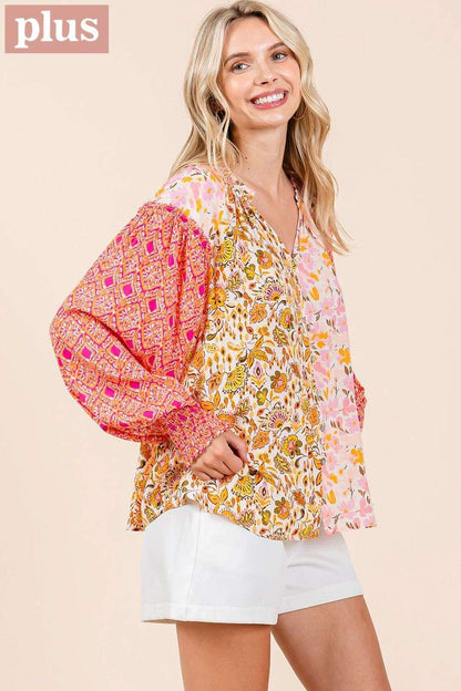 Patchwork Print Blouse