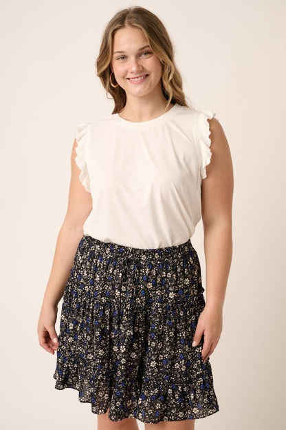 Ruffle Trim Cupro Knit Top