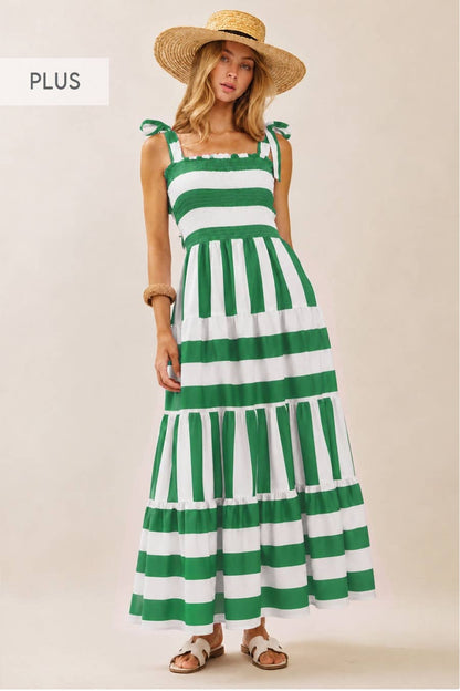 Stripe Tiered Maxi Dress