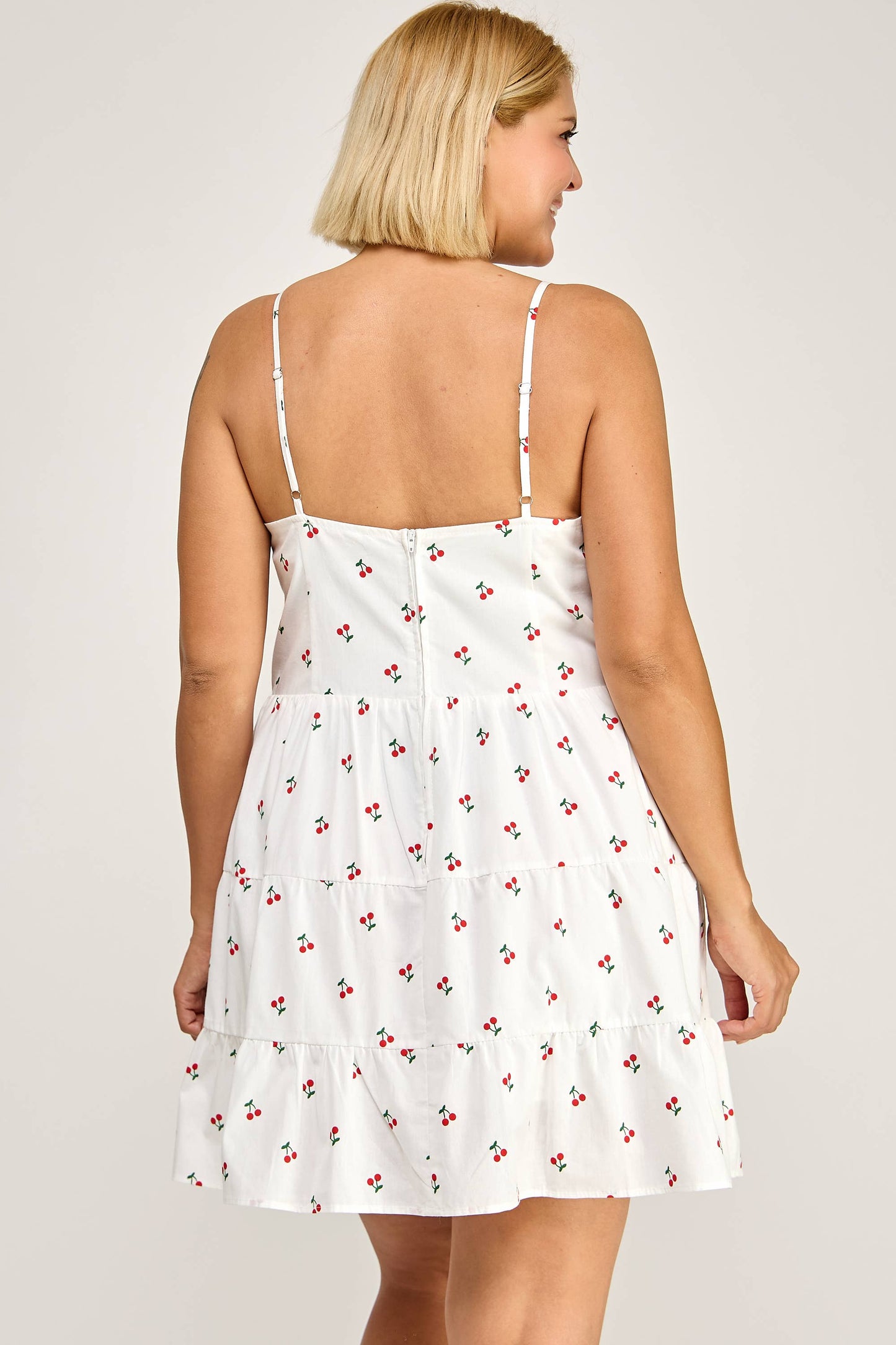 Cherry Print Tiered Mini Dress