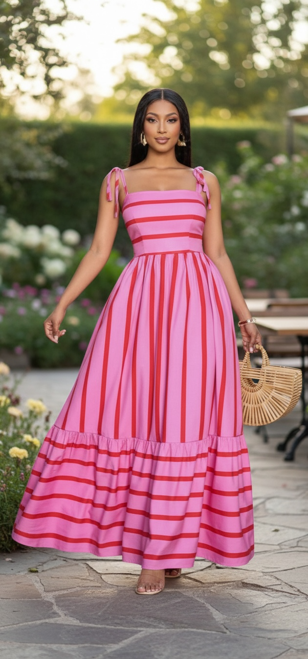 Pink and Red Striped Maxi