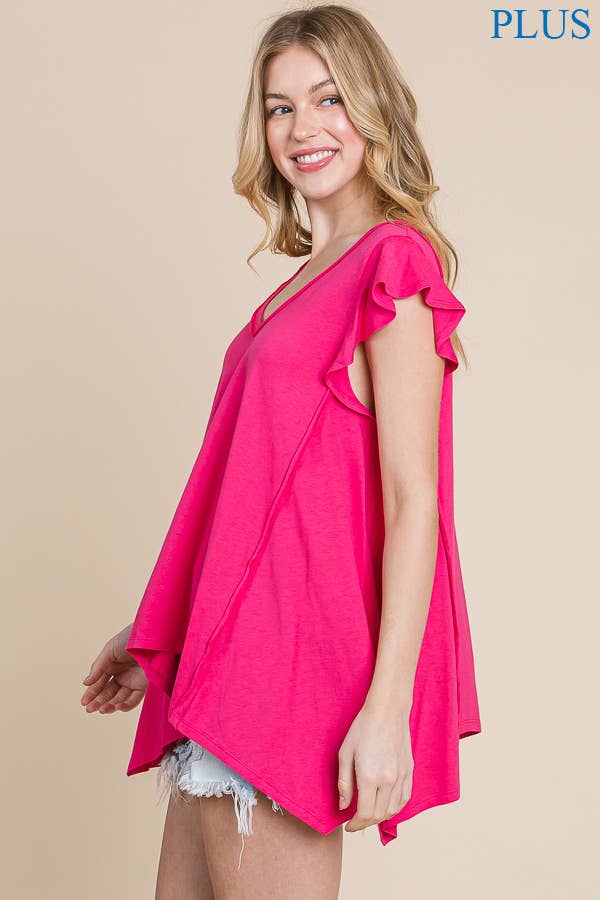 Plunge Uneven Hem Top