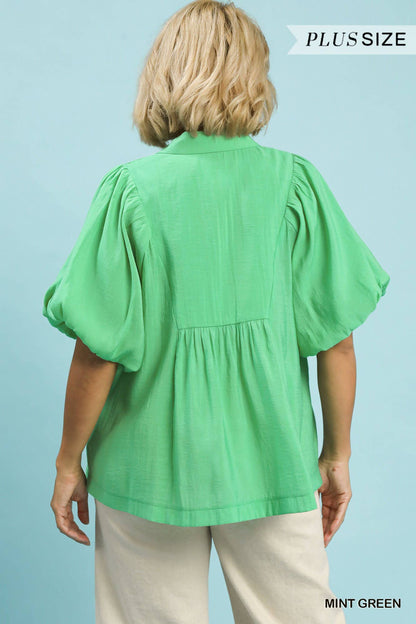 Exaggerated Bubble Sleeve Top