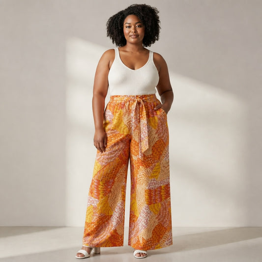Orange Patchwork Pants