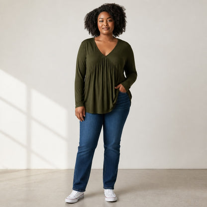 Basic Long Sleeve Babydoll Top