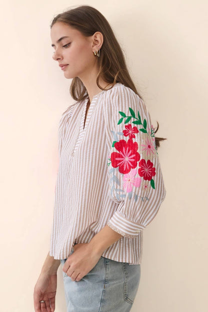 Flower Stripe Blouse