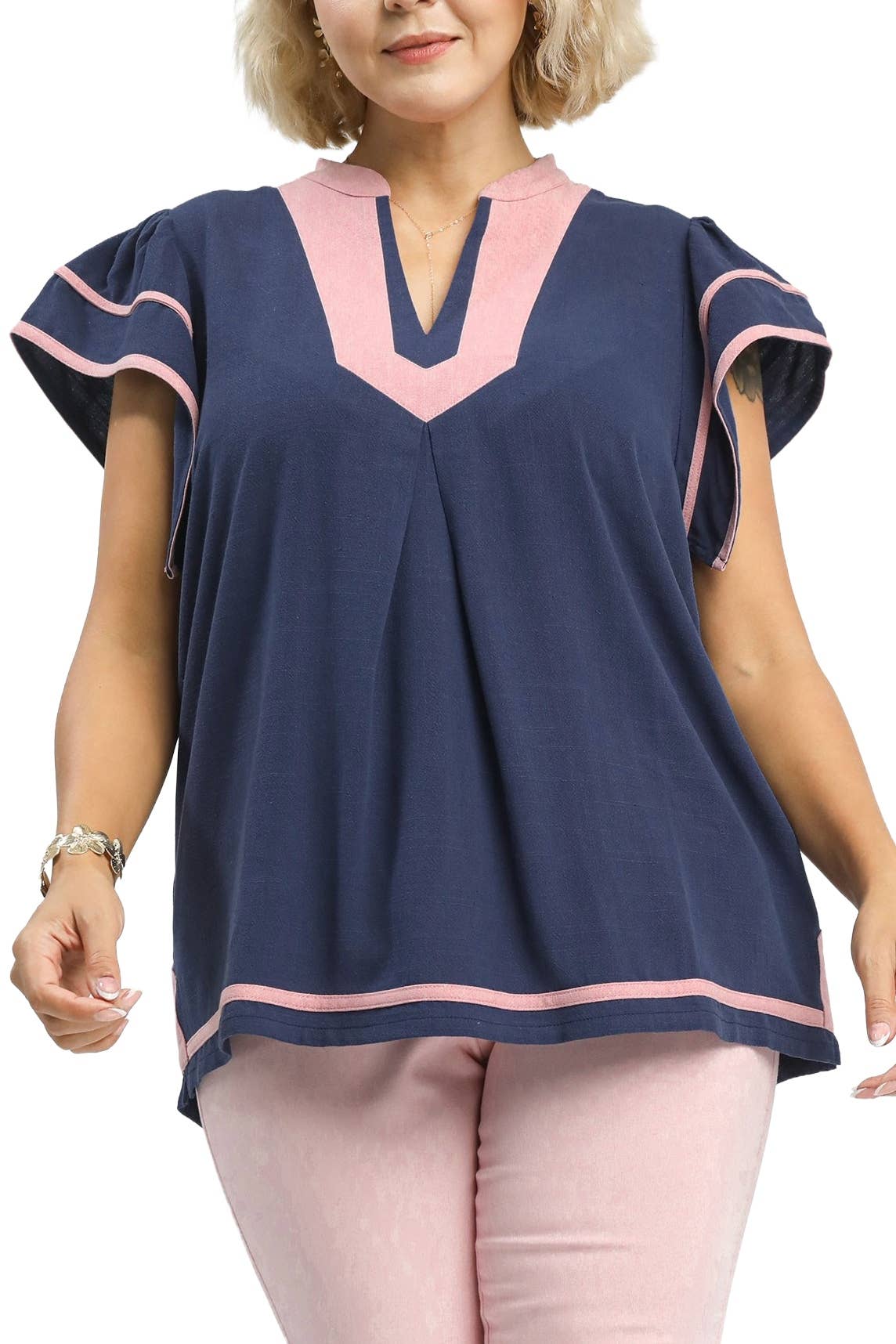 Linen Ruffle Sleeve Top