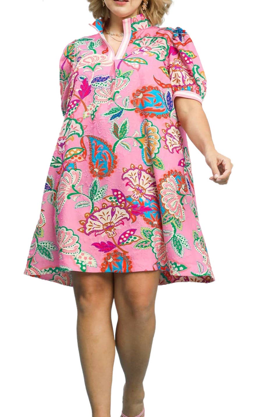 Paisley Print Puff Sleeve Tunic Dress