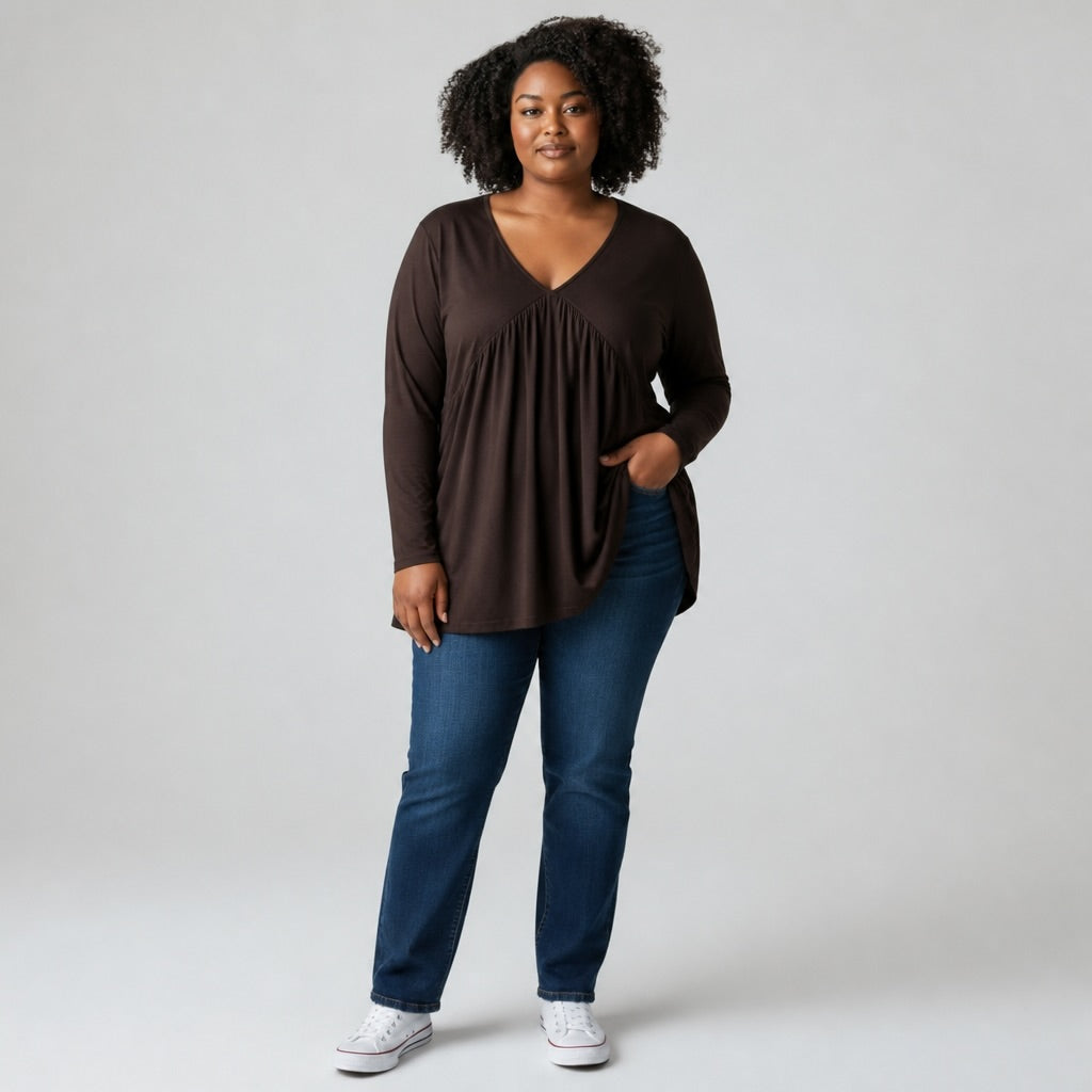 Basic Long Sleeve Babydoll Top