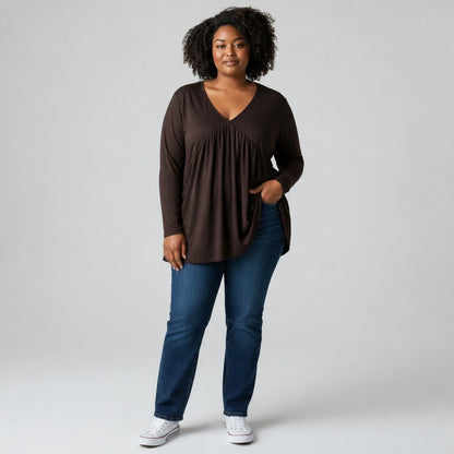 Basic Long Sleeve Babydoll Top