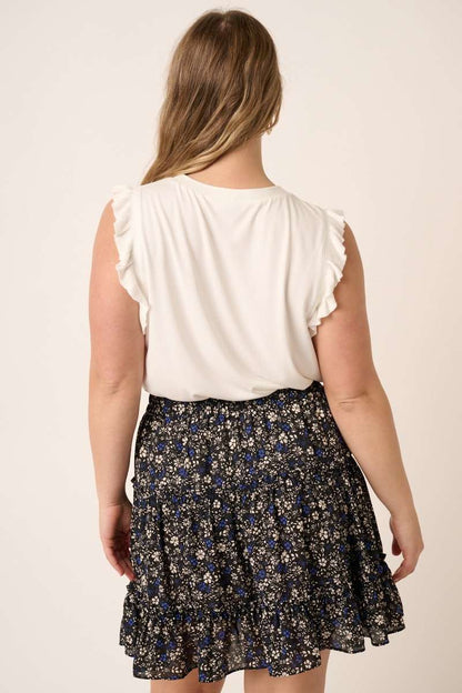 Ruffle Trim Cupro Knit Top