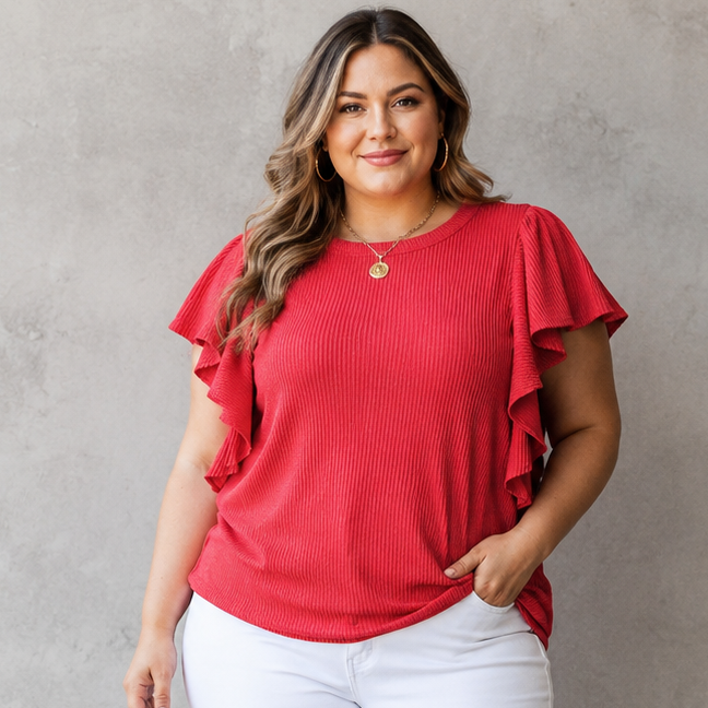 Ruffled Ribbed Top
