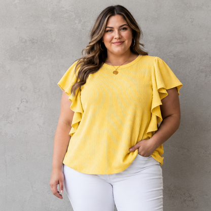 Ruffled Ribbed Top