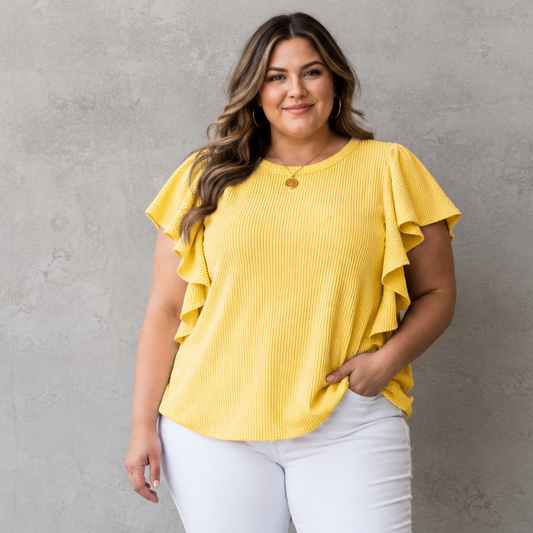 Ruffled Ribbed Top