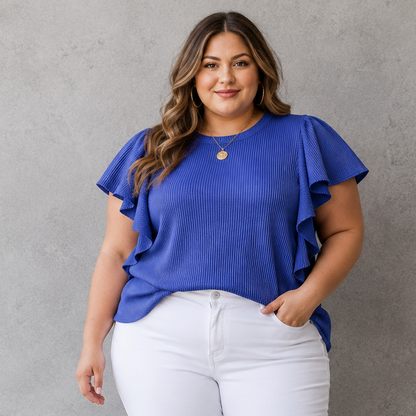 Ruffled Ribbed Top